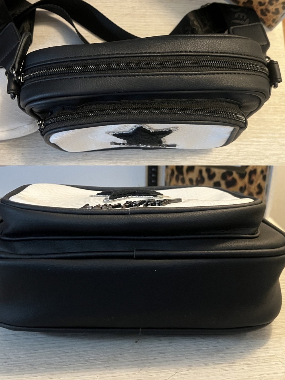 Luv Betsey Black & White Snakeskin Star Camera Bag NWT - Picture 5 of 6